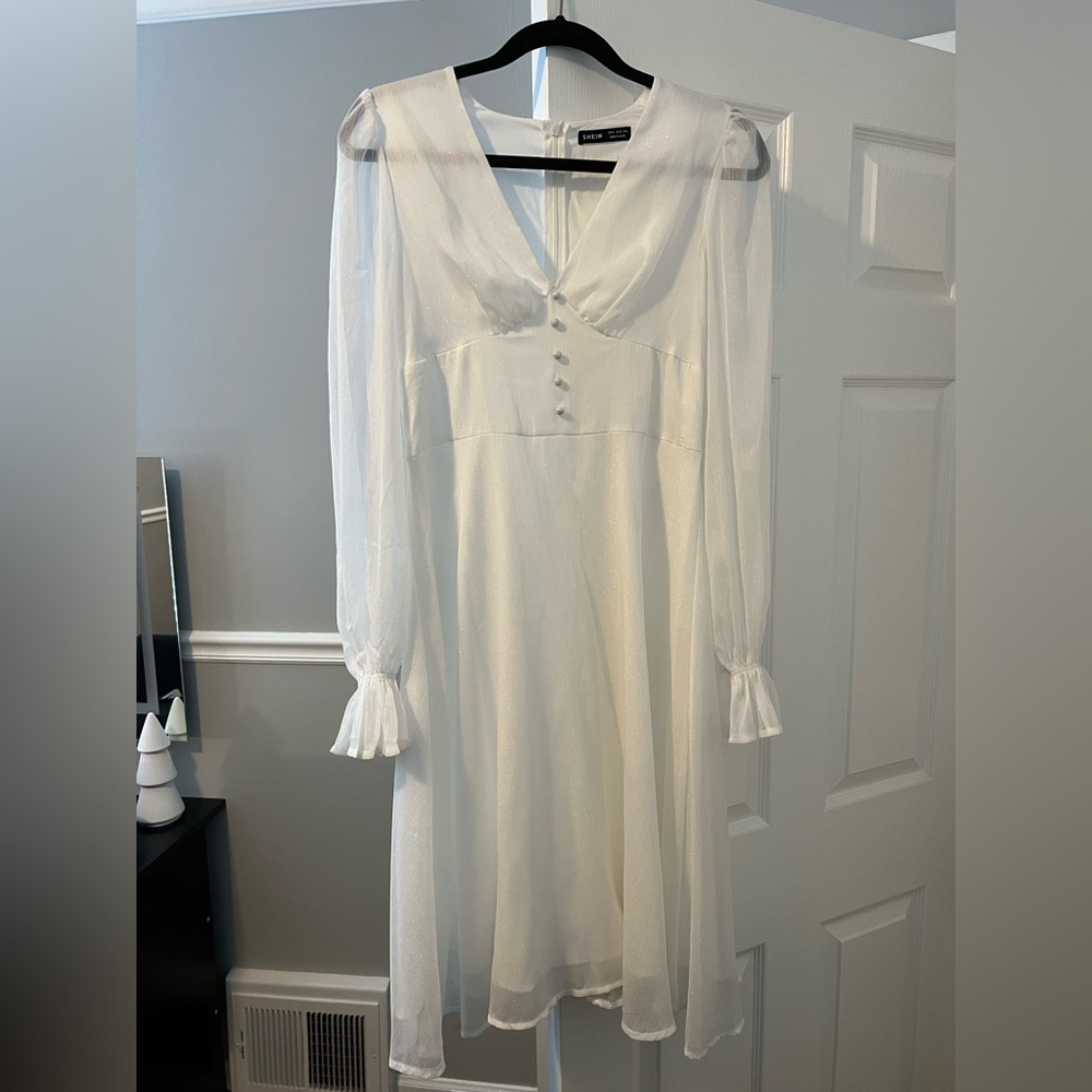 SHEIN long sleeve white dress